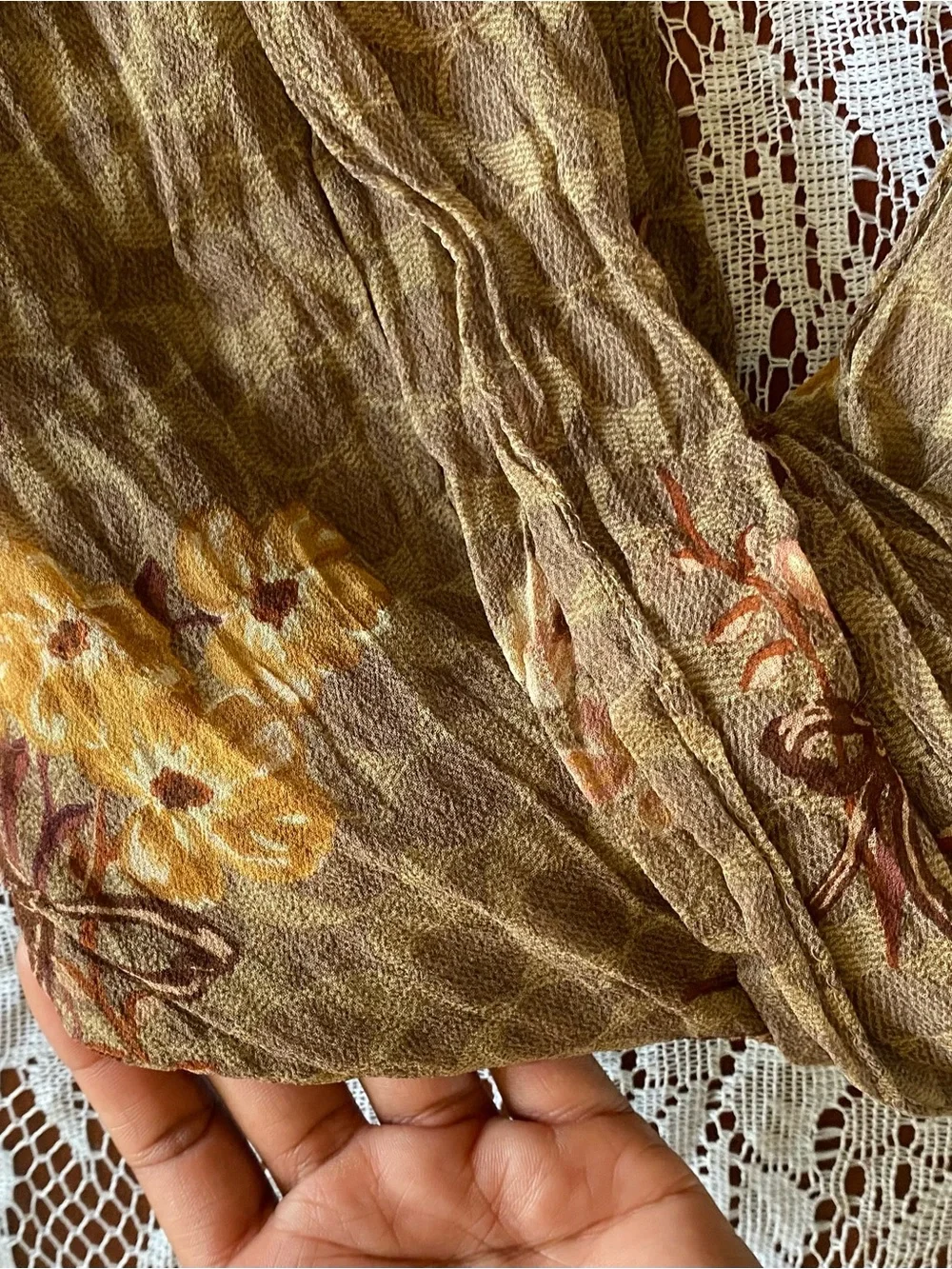 Coach Olive Green Floral Lightweight Scarf - Picture 2 of 4